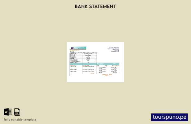 listo para imprimir Pakistán Plantilla de Excel del extracto bancario del Banco 